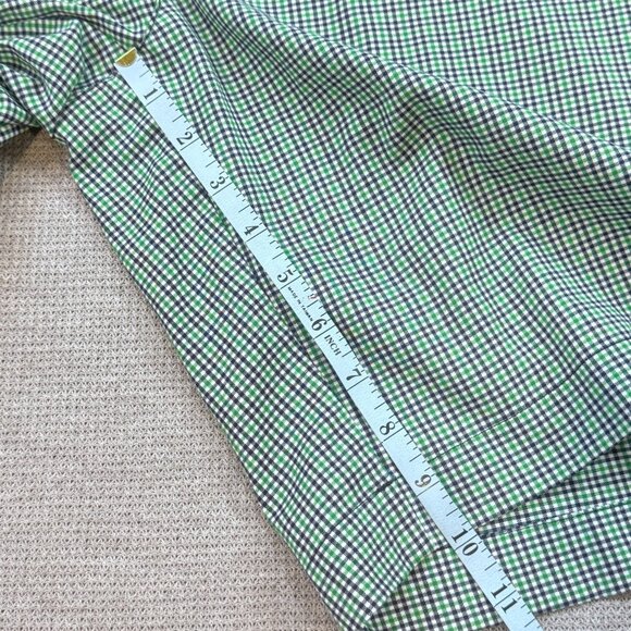 Perry Ellis Mens 36 Chino Shorts Green Blue Gingham Slash Pocket Golf Stretch - Picture 10 of 11